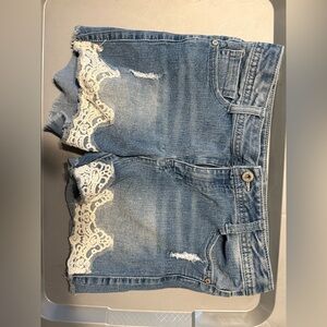 Faded Glory Blue Jean Shorts with Lace Detail